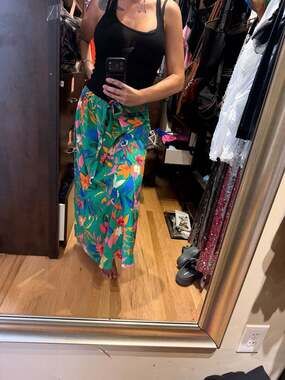 J. Crew Printed Faux Wrap Midi Skirt Size XL Bright Clover